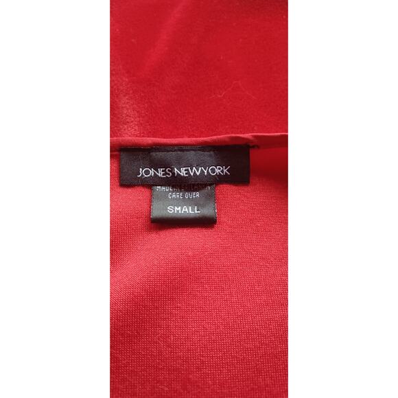 Jones New York Women's Red Velour Button Front Shirt Cardigan Y2K Holiday Small - Picture 5 of 6